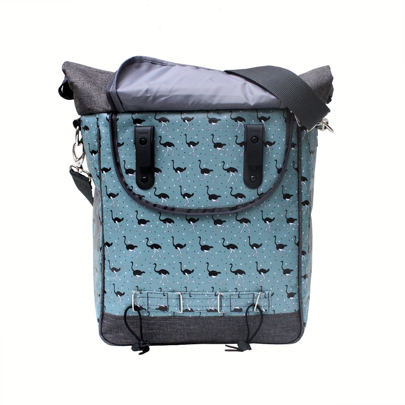 Rückseite der Fahrradtasche Avestruz mit Gepäckträgerhaken