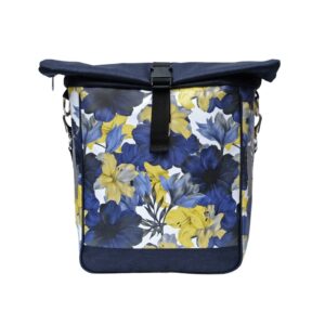 Fahrrad Umhängetasche Azucena von Ikuri mit Lilien in Blau-Gelb, Vorderansicht
