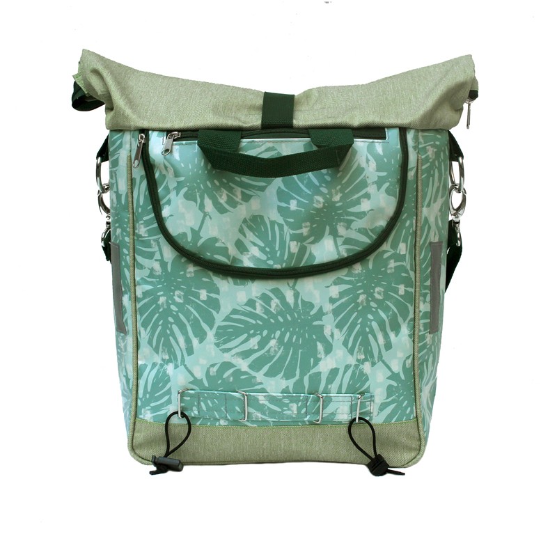 Rückseite der Fahrradtasche Monstera mit Gepäckträgerhaken