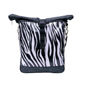 Fahrrad Umhängetasche Zebra von Ikuri im Zebramuster, Vorderansicht