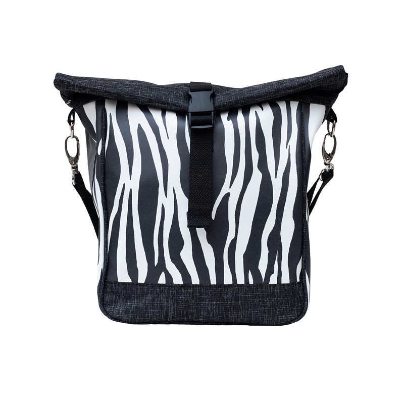 Kleine Fahrradtasche Gepäckträger Zebra – Vorderansicht