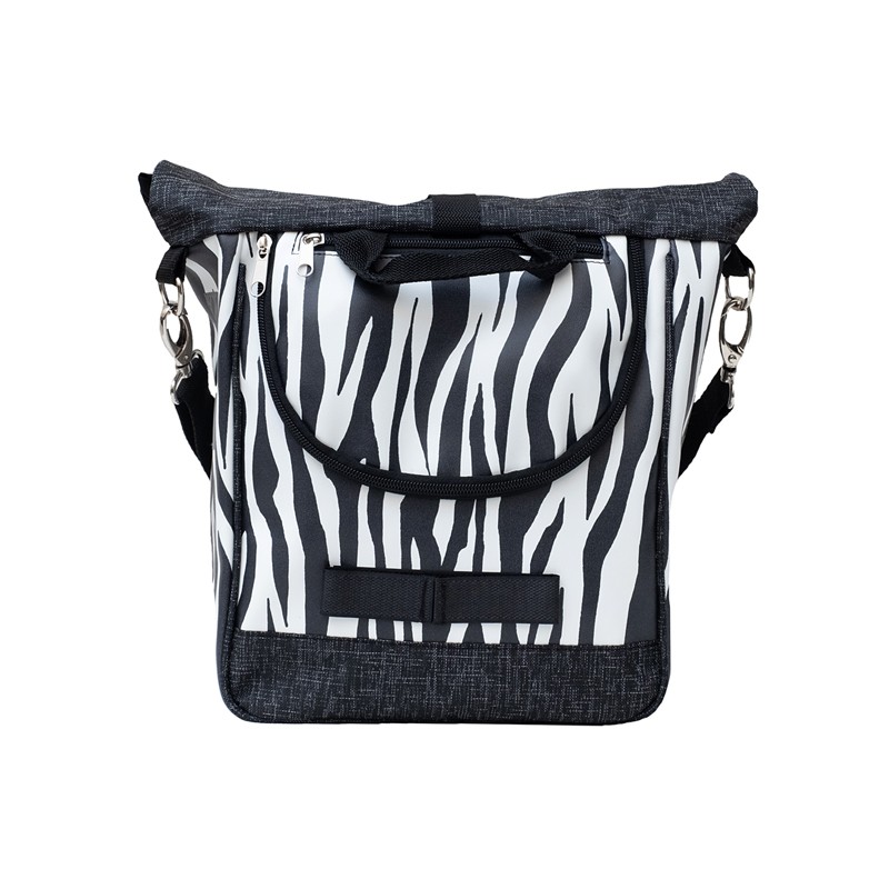 Kleine Fahrradtasche Zebra aus Plane – Seitenansicht