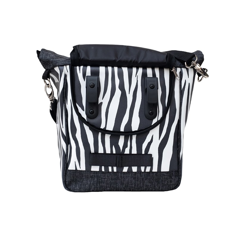 Kleine Fahrradtasche Zebra – Rückseite mit Klickfix-Haken