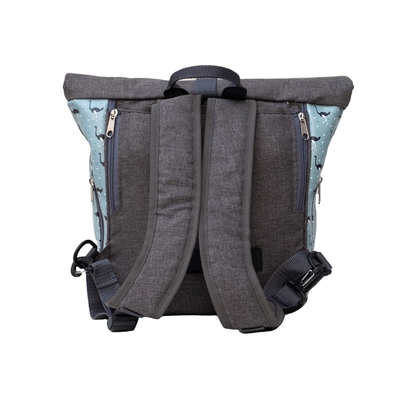 Rückseite des kleinen Rucksacks Avestruz mit Schultergurten