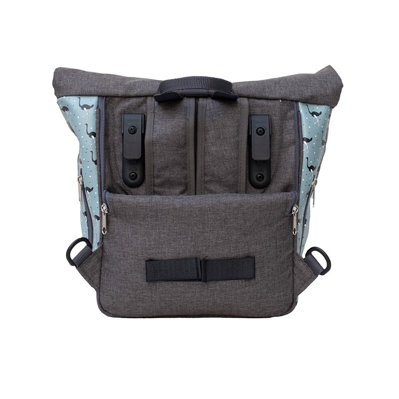 Kleine Fahrradtasche Avestruz, Rückseite mit Befestigung für den Gepäckträger