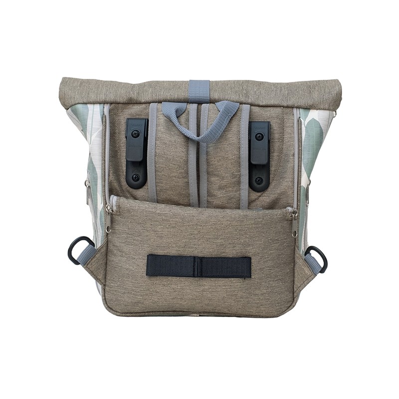 Kleine Fahrradtasche Banana Leaf, Rückseite mit Befestigung für den Gepäckträger