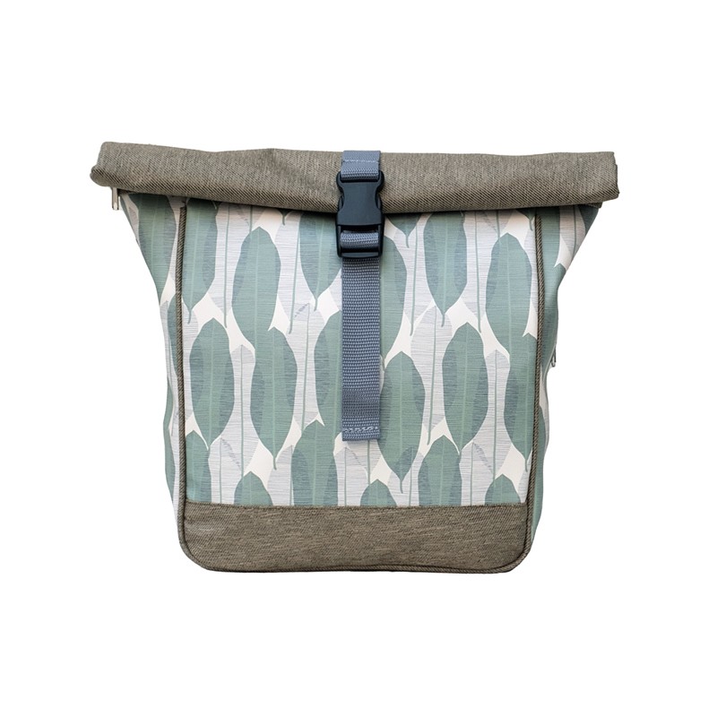 Kleine Kombi Fahrradtasche Rucksack Banana Leaf mit Blättern in Grün, Vorderansicht