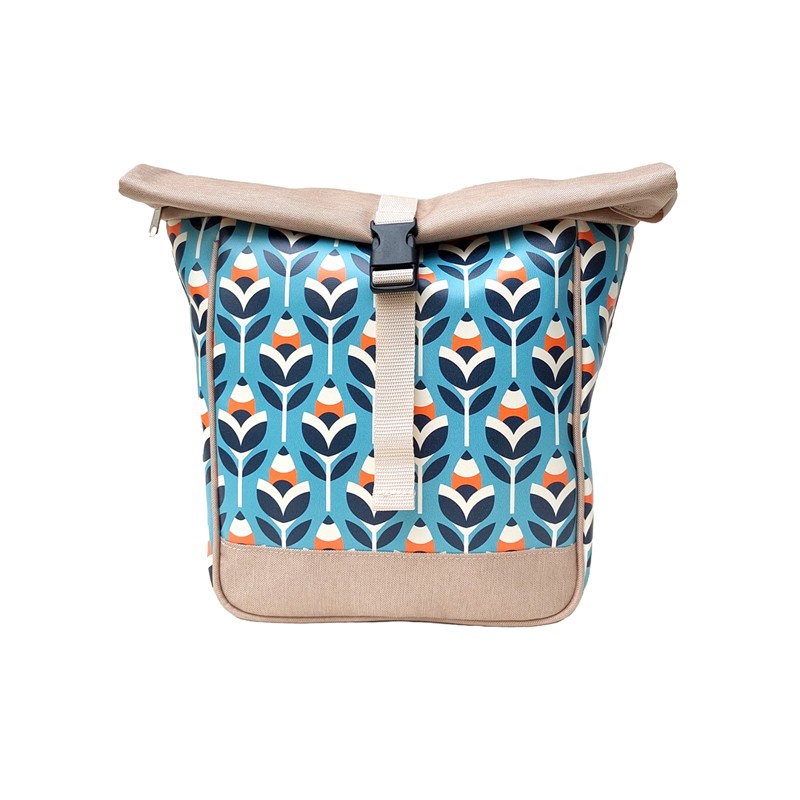 Kleine Kombi Fahrradtasche Rucksack Scandinavia im Retro-Muster, Vorderansicht