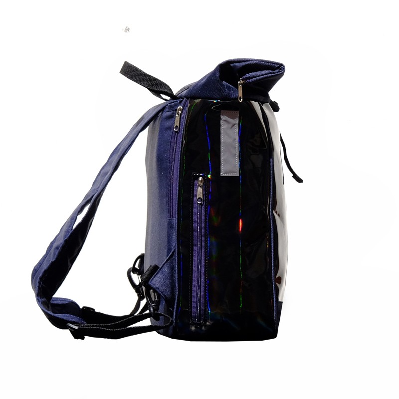 Fahrradrucksack Damen Arcoiris, Seitenansicht mit navyblauen Schultergurten