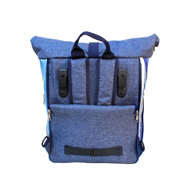 Laptoprucksack Indigo, Rückseite mit Befestigung für den Gepäckträger