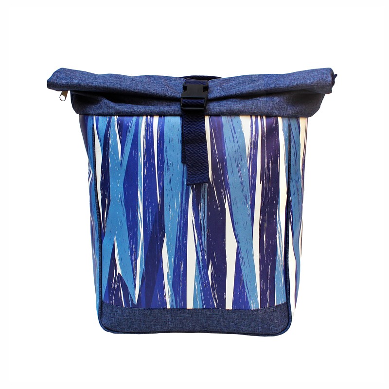 Laptoprucksack Damen Indigo von Ikuri, Vorderansicht mit blauen Pinselstreifen