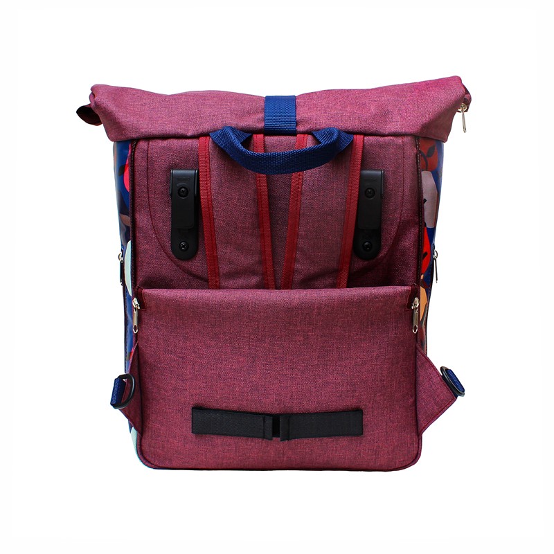 Laptoprucksack Peras blau, Rückseite mit Befestigung für den Gepäckträger