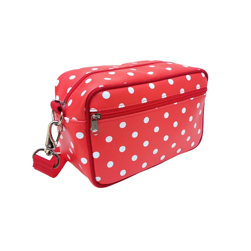 Lenkerhandtasche Lunares rot mit Schultergurt, Seitenansicht