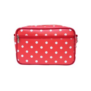 Lenkertasche Lunares rot von Ikuri mit weißen Punkten, Vorderansicht