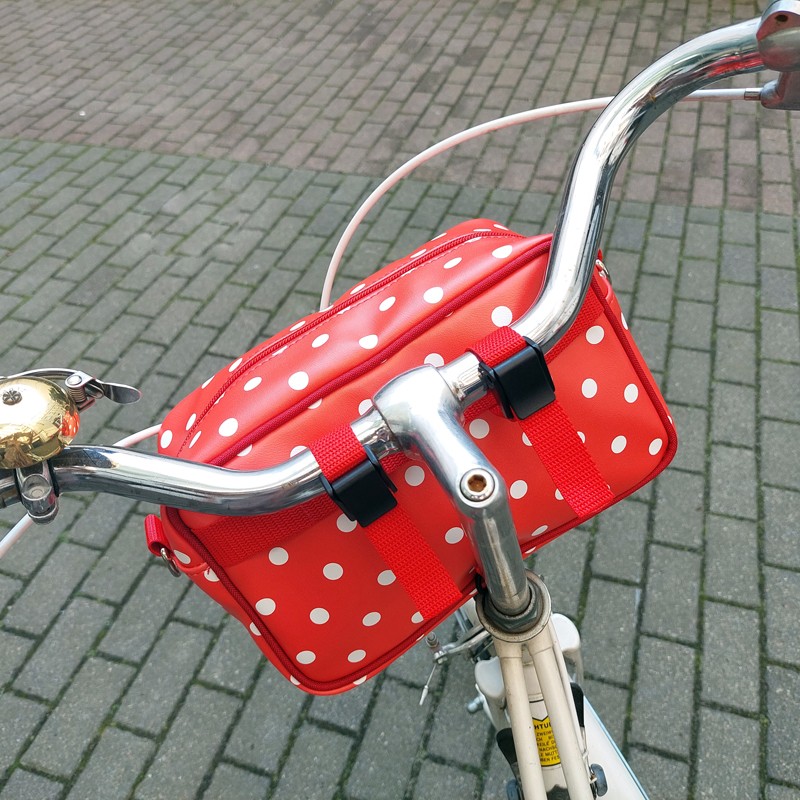 Lenkertasche Lunares rot am Lenker von oben