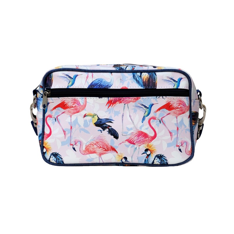 Lenkertasche Pajaros von Ikuri mit Flamingos und Tukanen, Vorderansicht