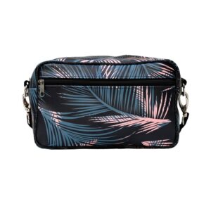 Lenkertasche Retro Palma von Ikuri mit Palmen auf Schwarz, Vorderansicht