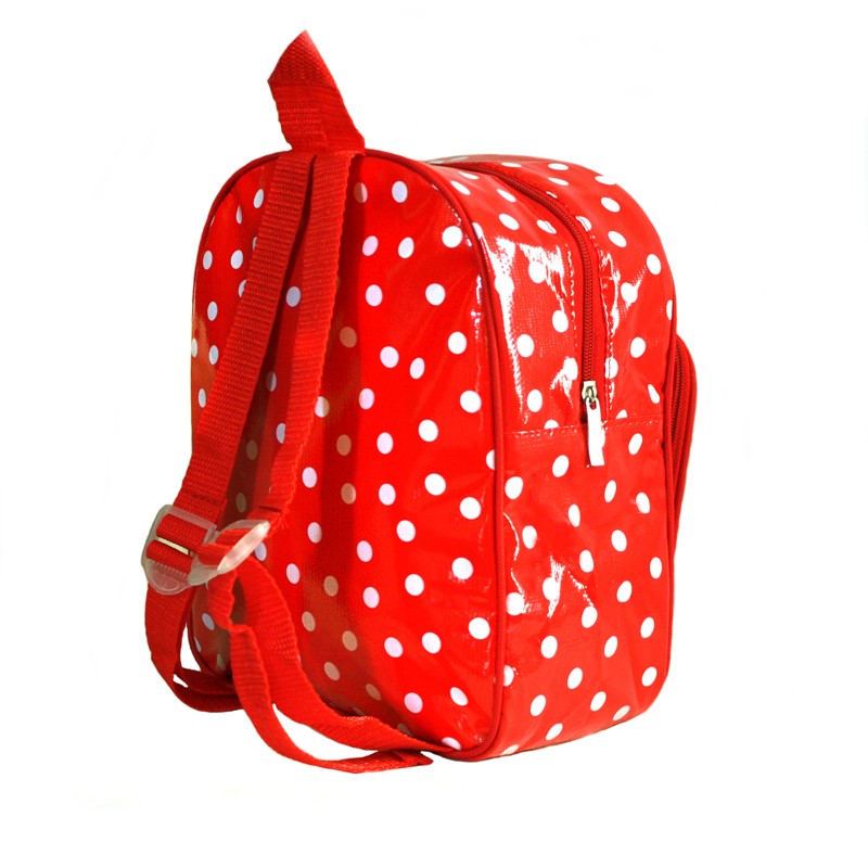 Kinderrucksack Lunares rot, Seitenansicht mit Schultergurten