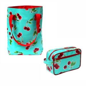SET Shopper + Kulturtasche Cerezas türkis