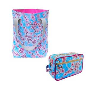 SET Shopper + Kulturtasche Hanami hellblau