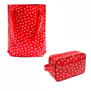SET Shopper + Kulturtasche Lunares rot