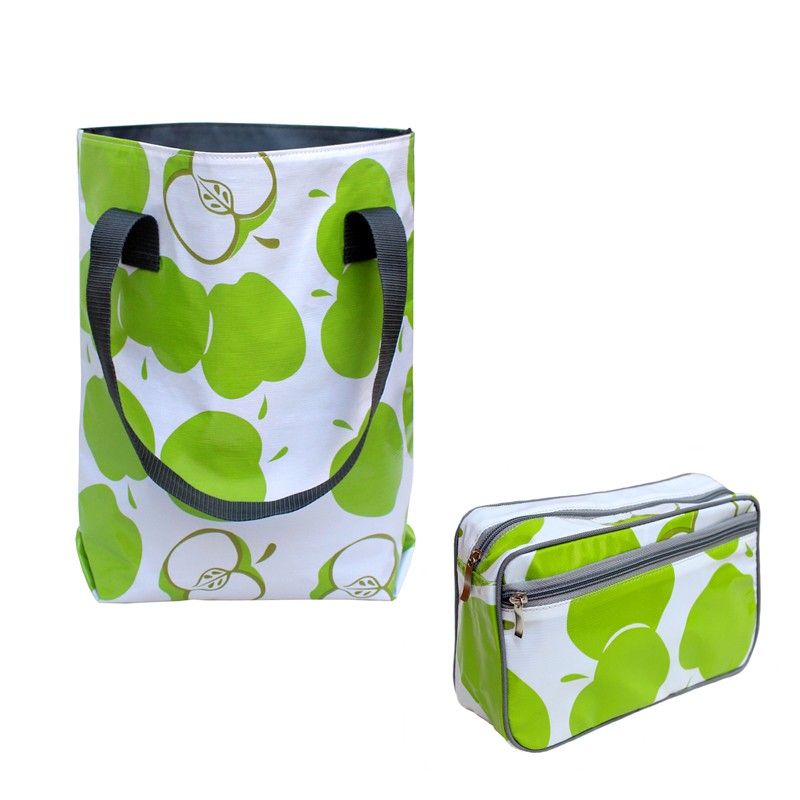 SET Shopper + Kulturtasche Manzanas grün