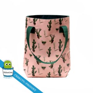 Shopper Tasche Damen Cactus Edition Valentina von Ikuri mit Kakteen auf Altrosa, Vorderansicht