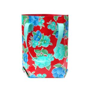 Shopper Tasche Damen Capullo von Ikuri mit Rosen in Rot und Türkis, Vorderansicht