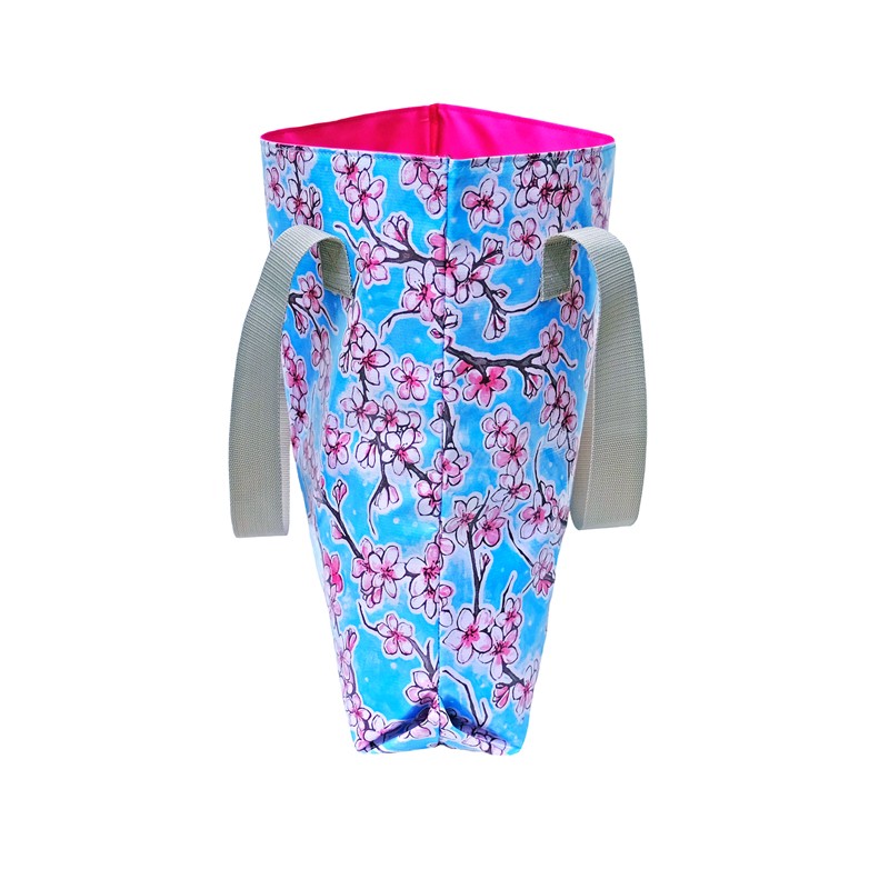 Shopper Hanami rosa aus Wachstuch – Seitenansicht