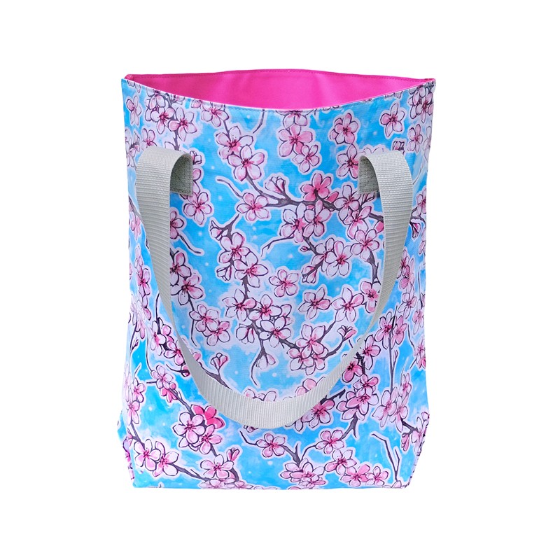 Shopper Hanami rosa mit Kirschblütenmuster – Vorderansicht