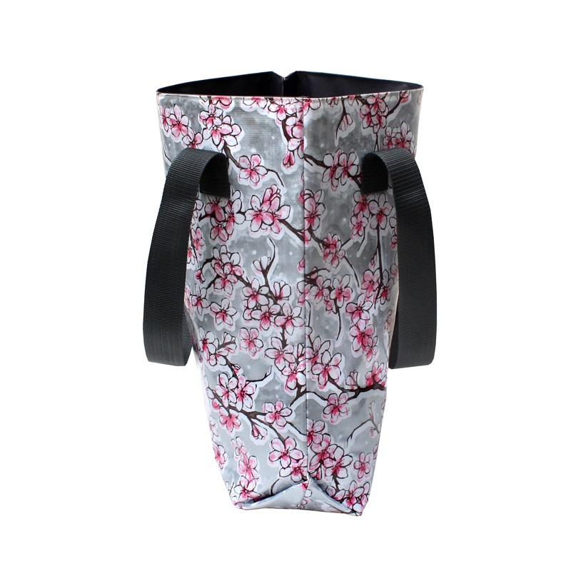 Shopper Hanami silber aus Wachstuch – Seitenansicht