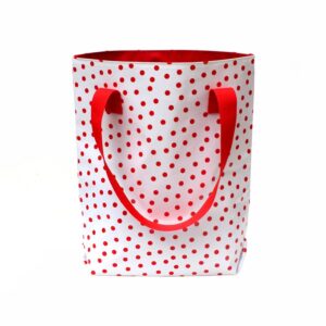 Shopper Tasche Damen Lunares rotweiss von Ikuri, weiß mit roten Punkten, Vorderansicht