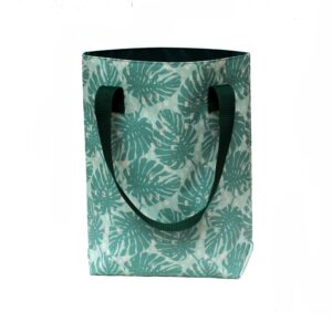 Shopper Tasche Damen Monstera von Ikuri mit Monstera-Blättern, Vorderansicht