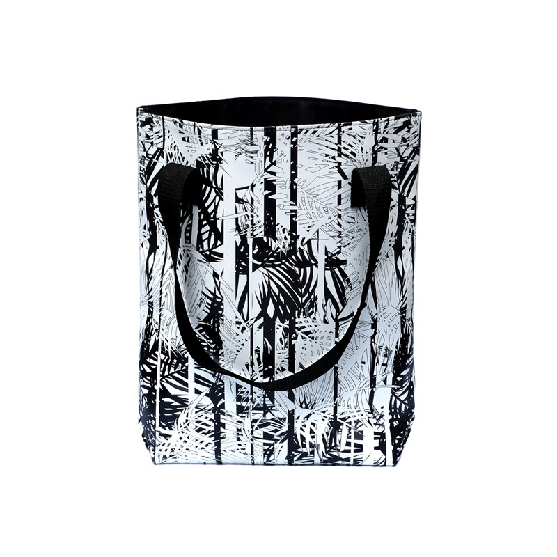 Shopper Tasche Damen Palmeras von Ikuri mit Palmen in Schwarz-Weiß, Vorderansicht