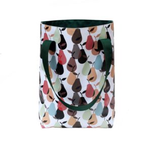 Shopper Tasche Damen Peras von Ikuri mit bunten Birnen auf Weiß, Vorderansicht