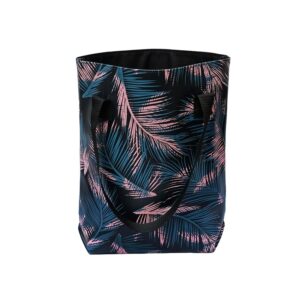 Shopper Tasche Damen Retro Palma von Ikuri mit Palmen auf Schwarz, Vorderansicht